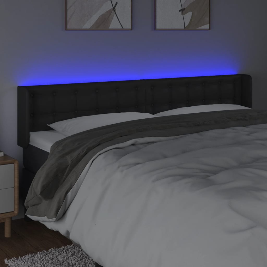 Tête de lit à LED Noir 183x16x78/88 cm Similicuir - XIOS