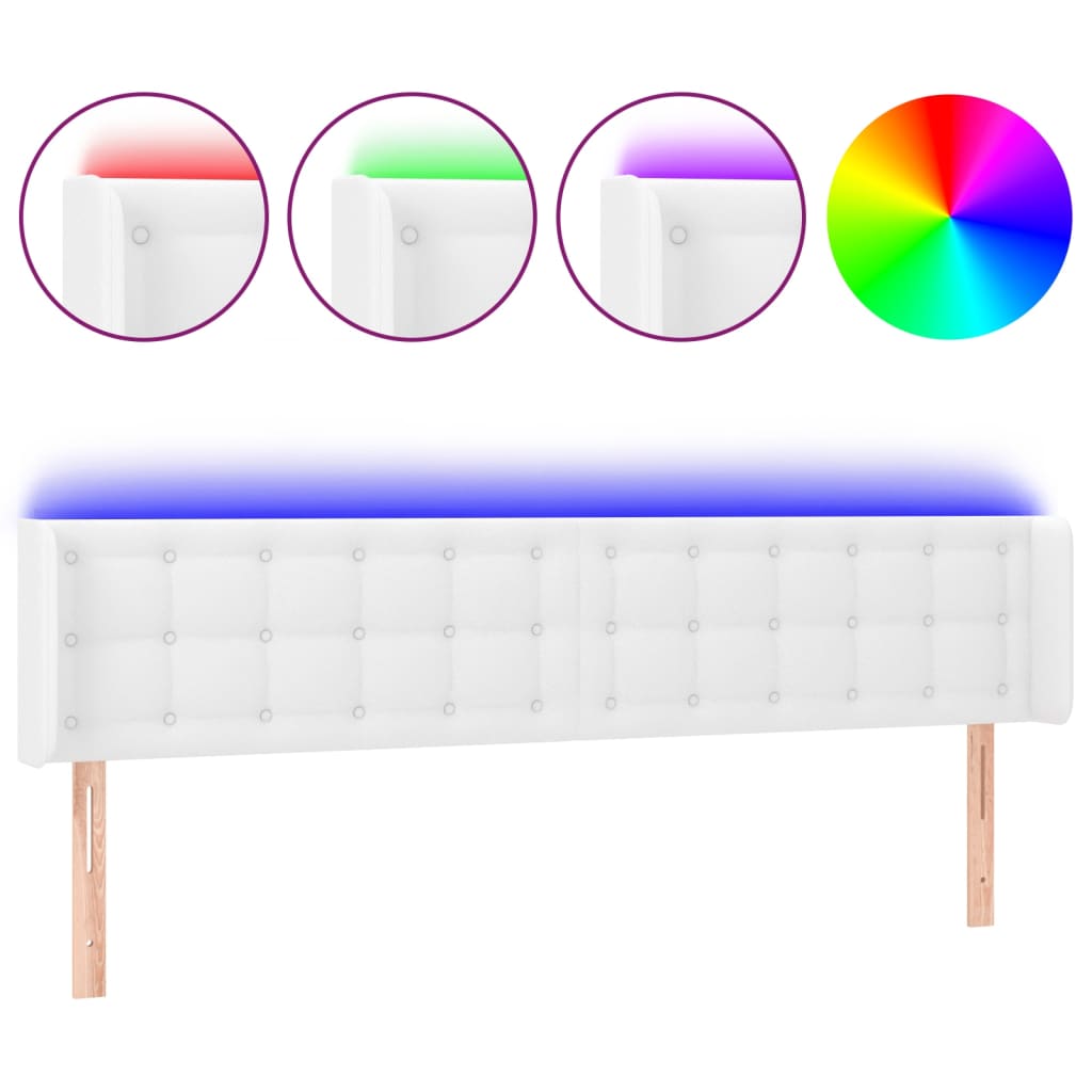 Tête de lit à LED Blanc 203x16x78/88 cm Similicuir - XIOS