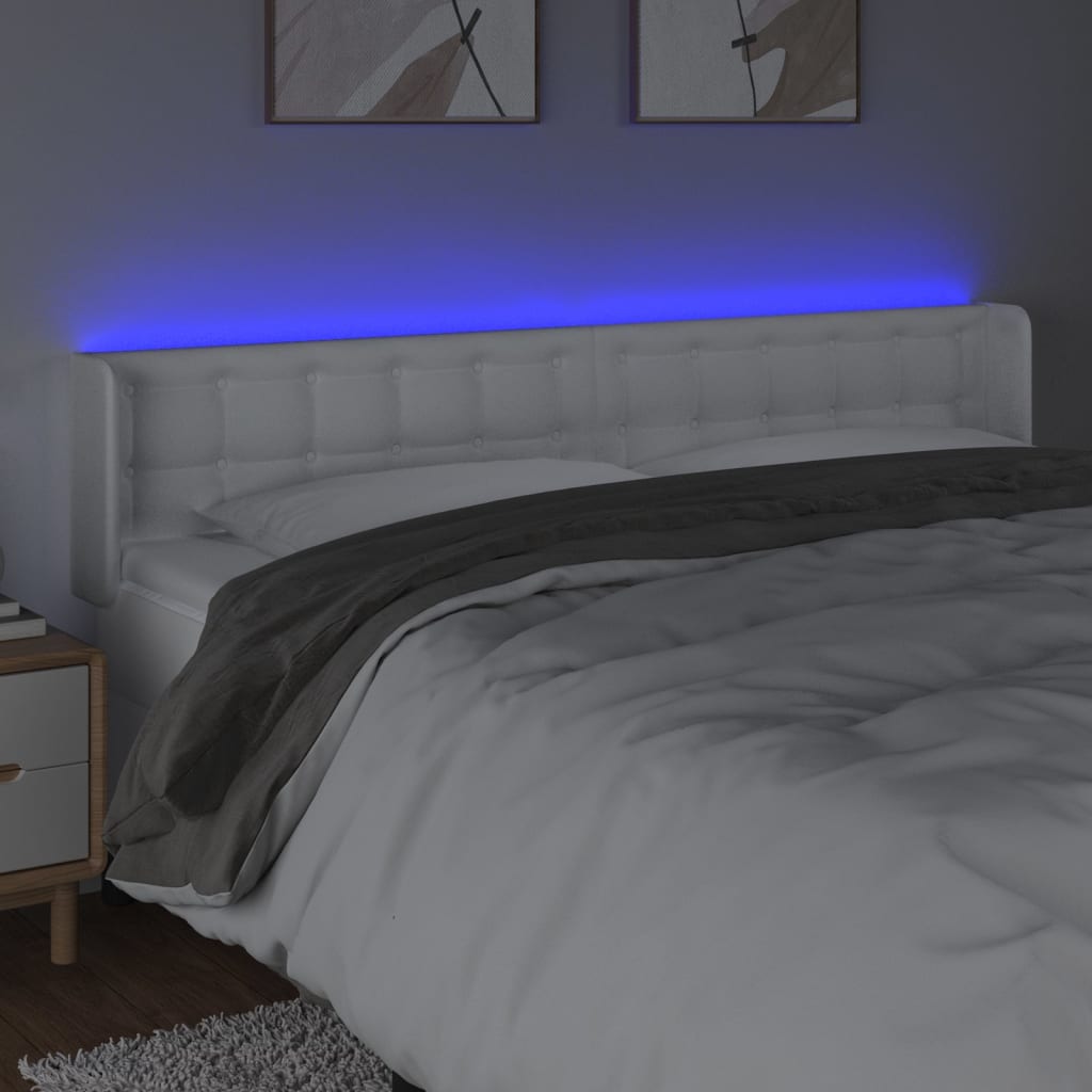 Tête de lit à LED Blanc 203x16x78/88 cm Similicuir - XIOS