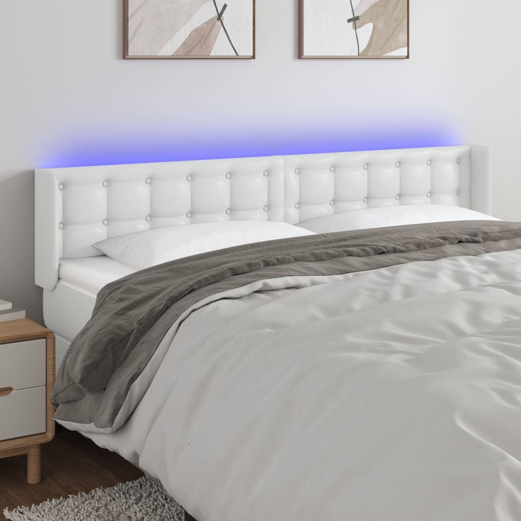 Tête de lit à LED Blanc 203x16x78/88 cm Similicuir - XIOS
