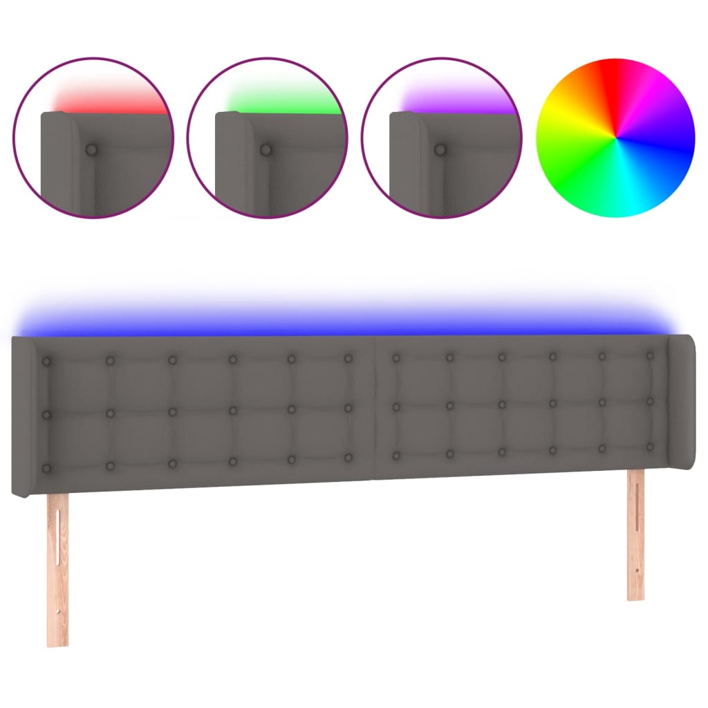 Tête de lit à LED Gris 203x16x78/88 cm Similicuir - XIOS