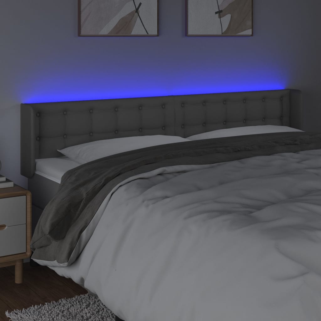 Tête de lit à LED Gris 203x16x78/88 cm Similicuir - XIOS
