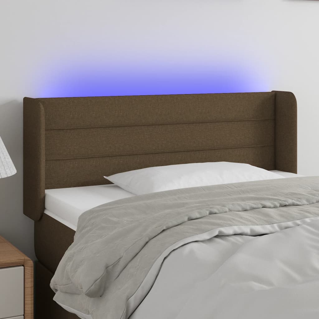 Tête de lit à LED Marron foncé 93x16x78/88 cm Tissu - XIOS