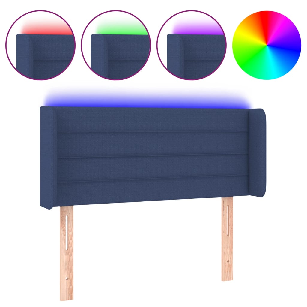 Tête de lit à LED Bleu 103x16x78/88 cm Tissu - XIOS