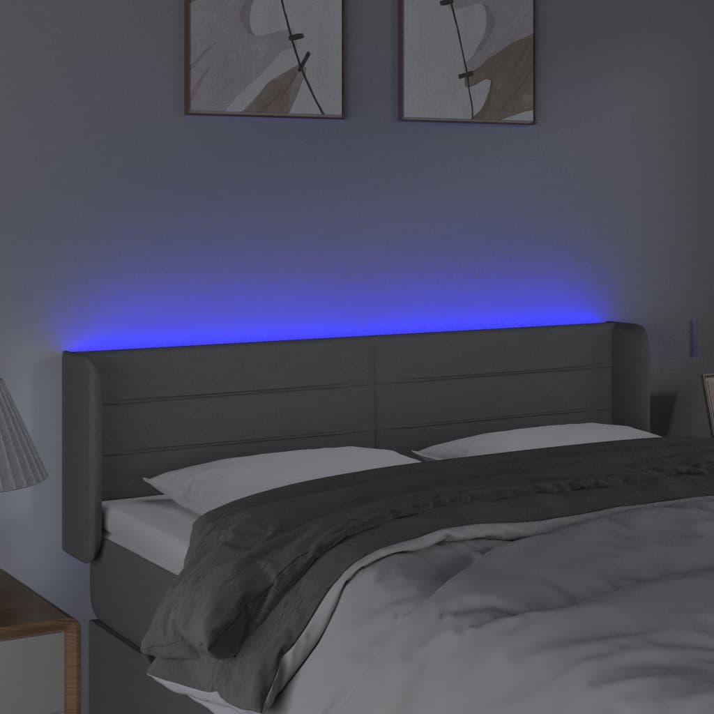 Tête de lit à LED Gris clair 147x16x78/88 cm Tissu - XIOS