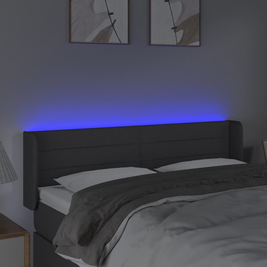 Tête de lit à LED Gris foncé 147x16x78/88 cm Tissu - XIOS