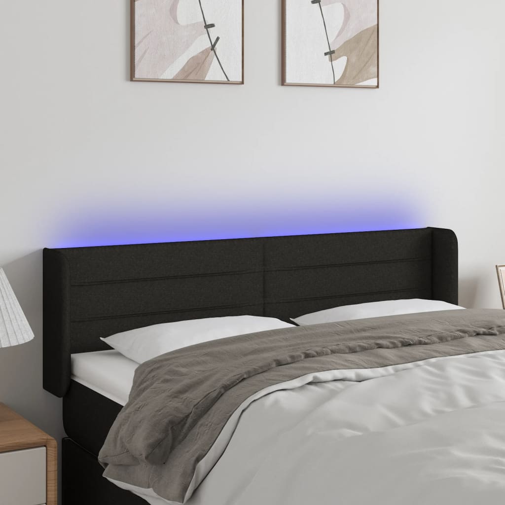 Tête de lit à LED Noir 147x16x78/88 cm Tissu - XIOS