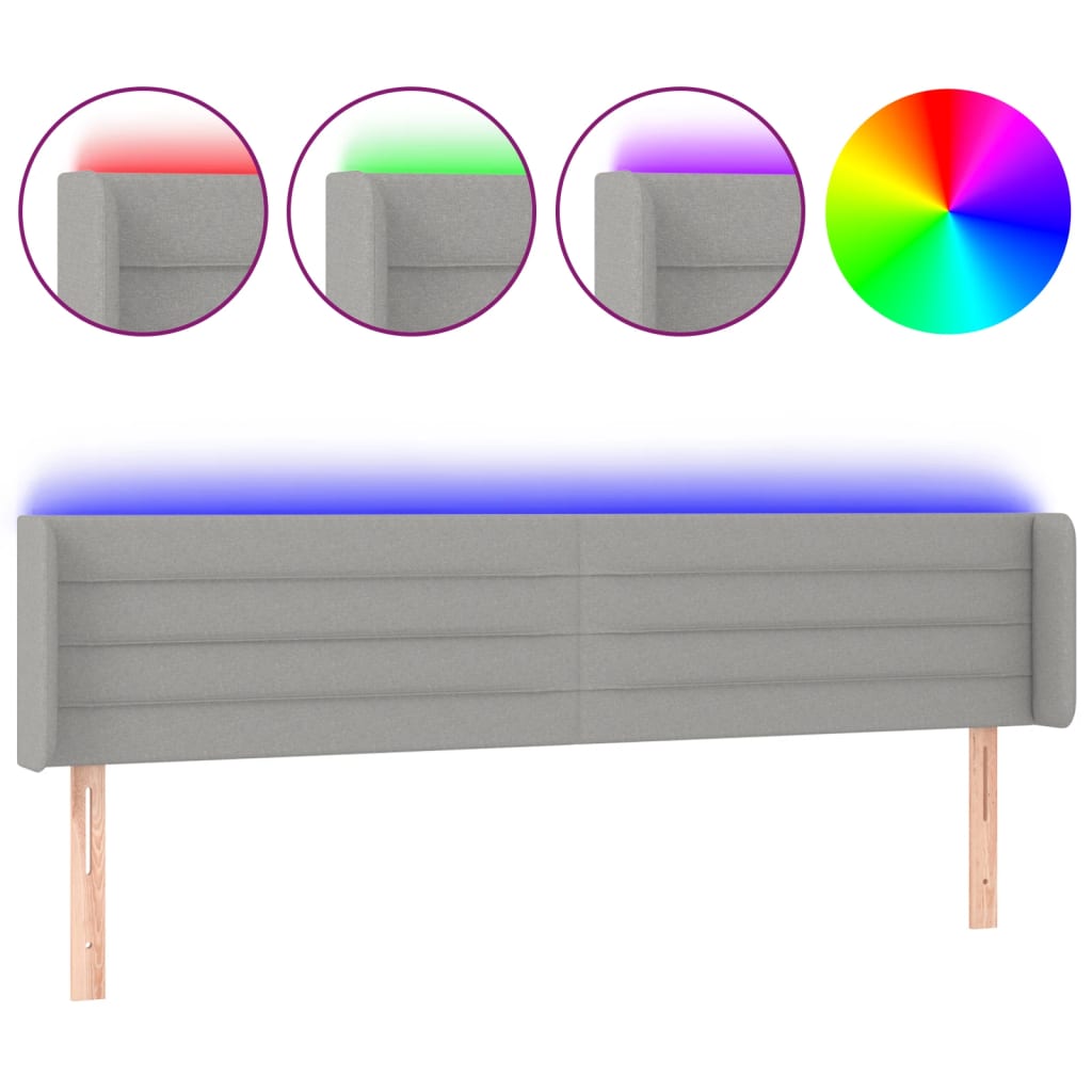 Tête de lit à LED Gris clair 163x16x78/88 cm Tissu - XIOS