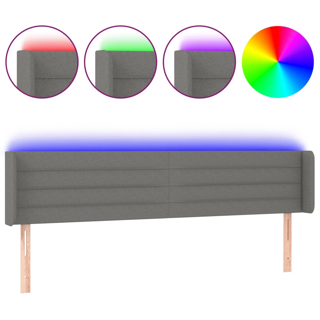 Tête de lit à LED Gris foncé 163x16x78/88 cm Tissu - XIOS