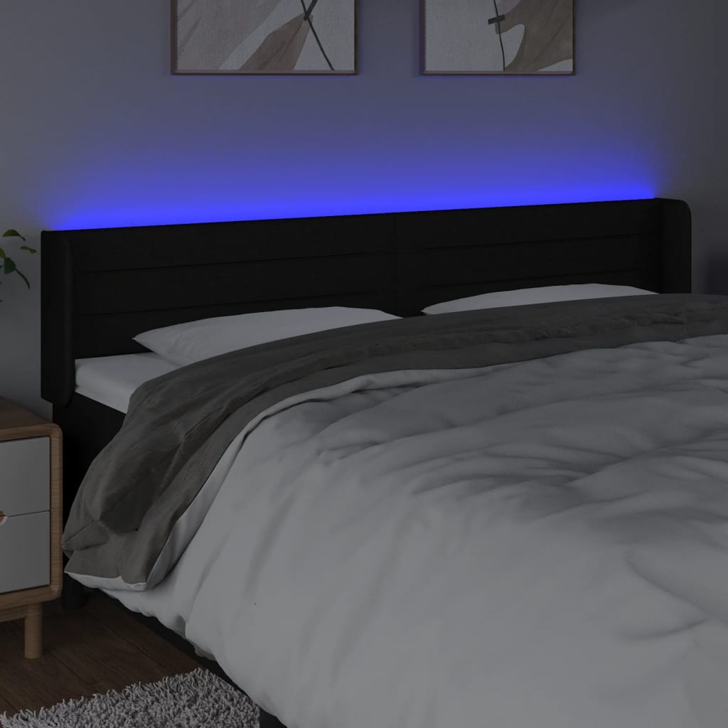 Tête de lit à LED Noir 163x16x78/88 cm Tissu - XIOS