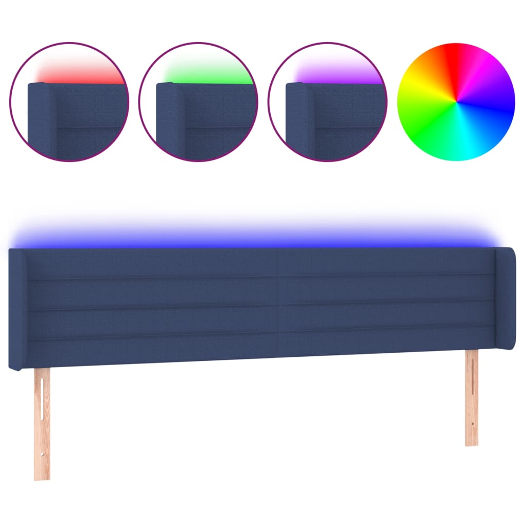 Tête de lit à LED Bleu 183x16x78/88 cm Tissu - XIOS