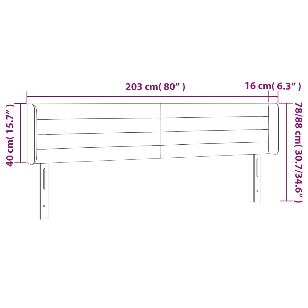 Tête de lit à LED Taupe 203x16x78/88 cm Tissu - XIOS