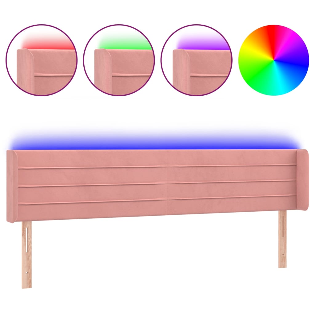 Tête de lit à LED Rose 203x16x78/88 cm Velours - XIOS