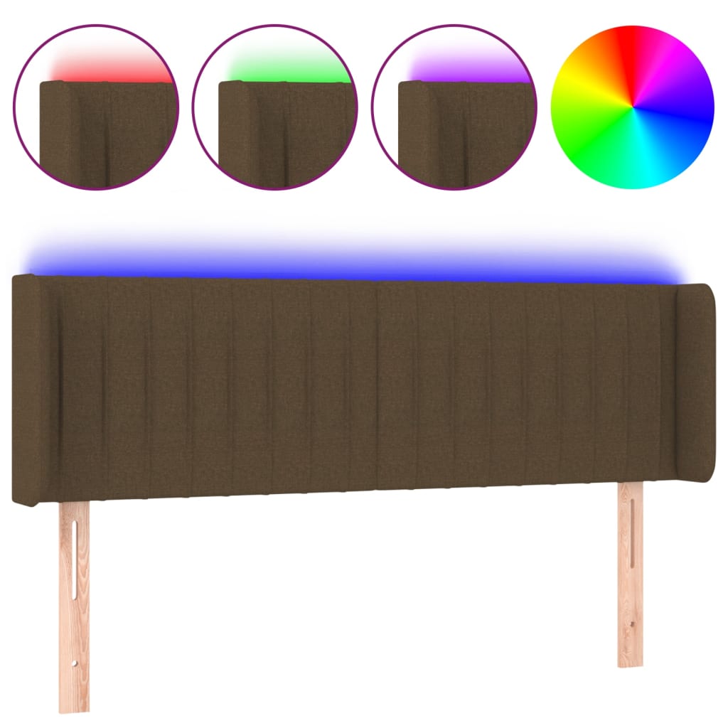 Tête de lit à LED Marron foncé 147x16x78/88 cm Tissu - XIOS