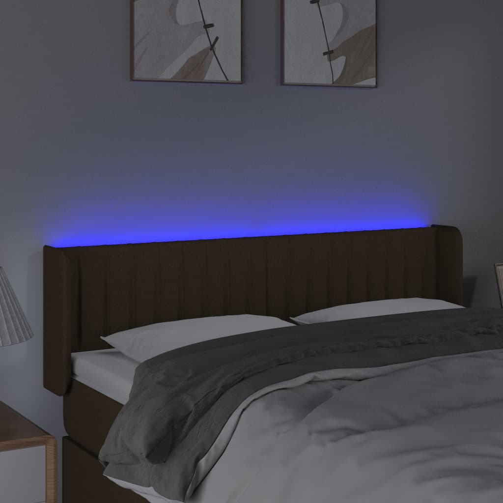 Tête de lit à LED Marron foncé 147x16x78/88 cm Tissu - XIOS