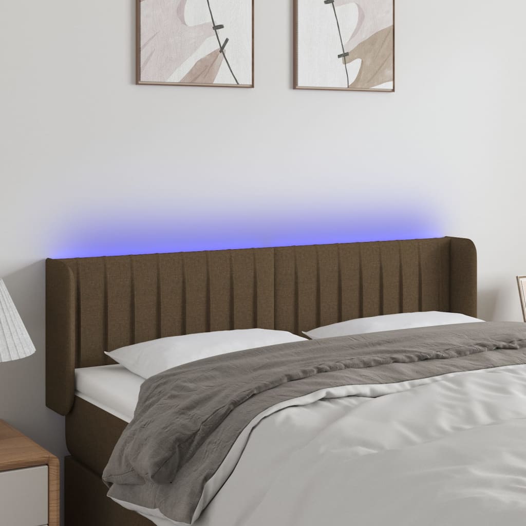 Tête de lit à LED Marron foncé 147x16x78/88 cm Tissu - XIOS