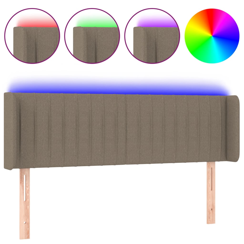 Tête de lit à LED Taupe 147x16x78/88 cm Tissu - XIOS