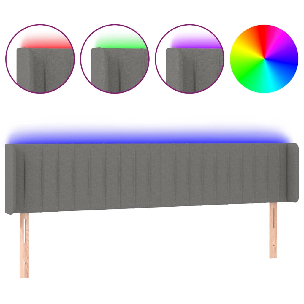 Tête de lit à LED Gris foncé 163x16x78/88 cm Tissu - XIOS