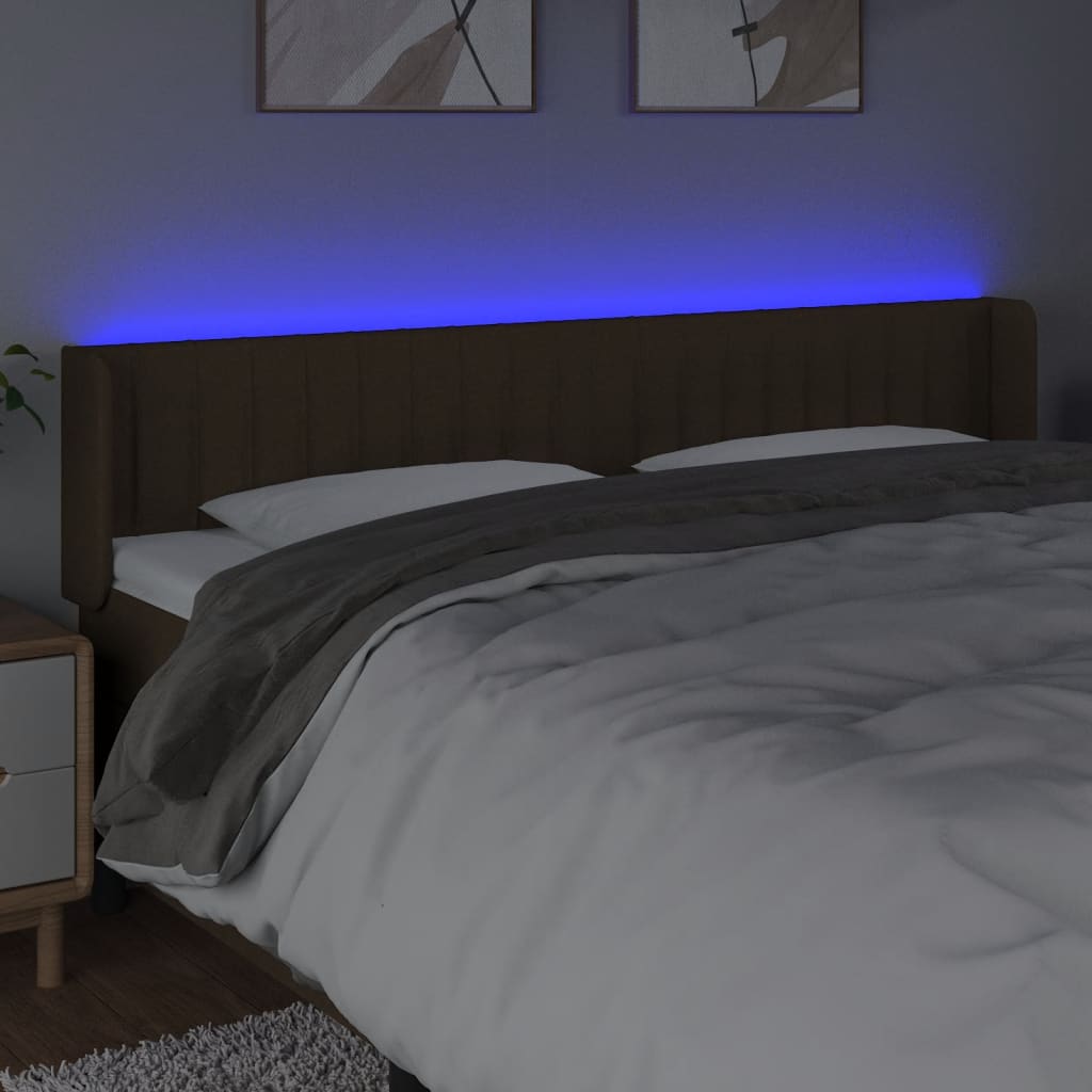 Tête de lit à LED Marron foncé 203x16x78/88 cm Tissu - XIOS