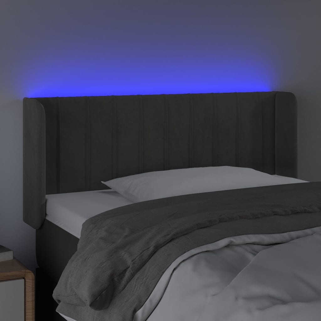 Tête de lit à LED Gris foncé 83x16x78/88 cm Velours - XIOS