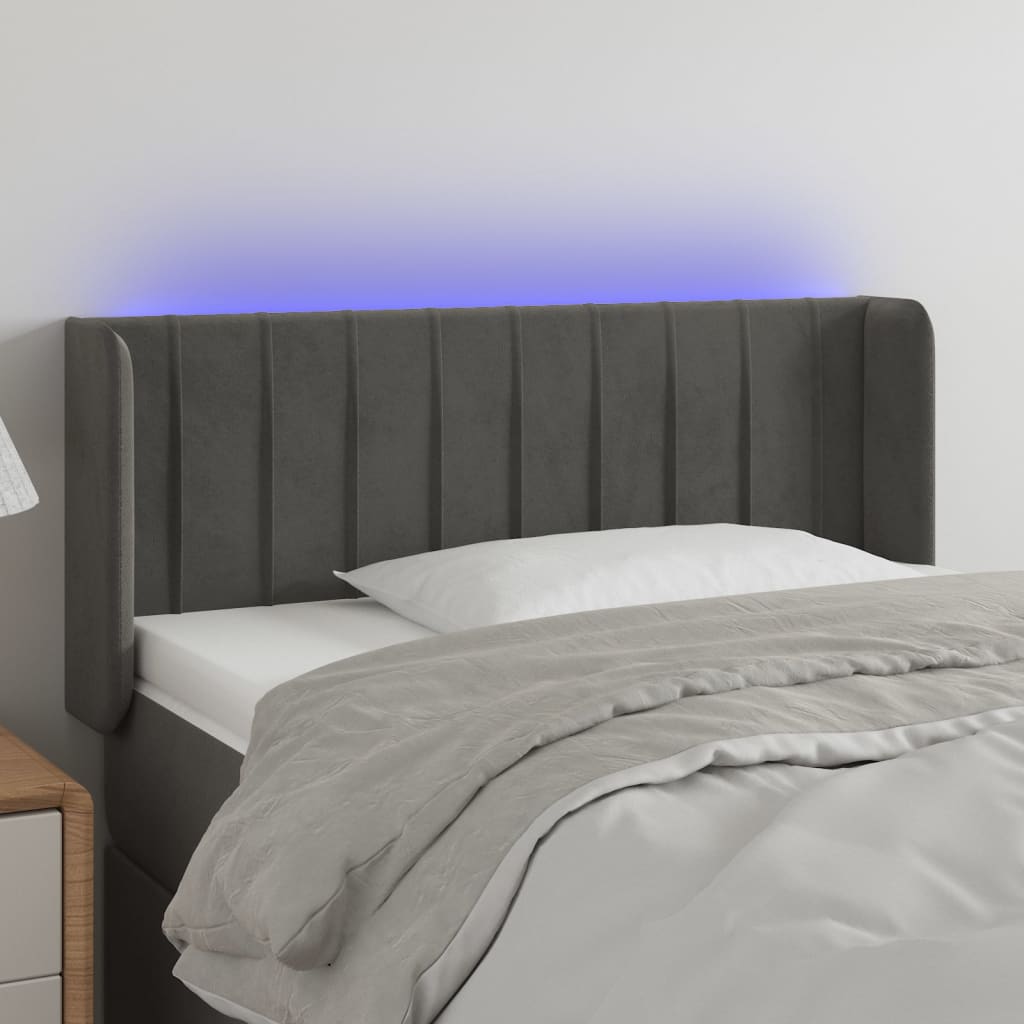 Tête de lit à LED Gris foncé 83x16x78/88 cm Velours - XIOS