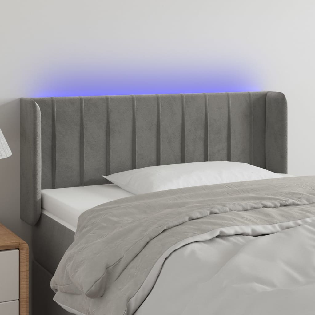 Tête de lit à LED Gris clair 93x16x78/88 cm Velours - XIOS