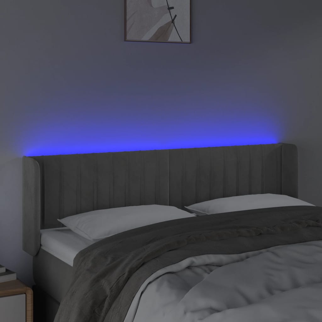 Tête de lit à LED Gris clair 147x16x78/88 cm Velours - XIOS
