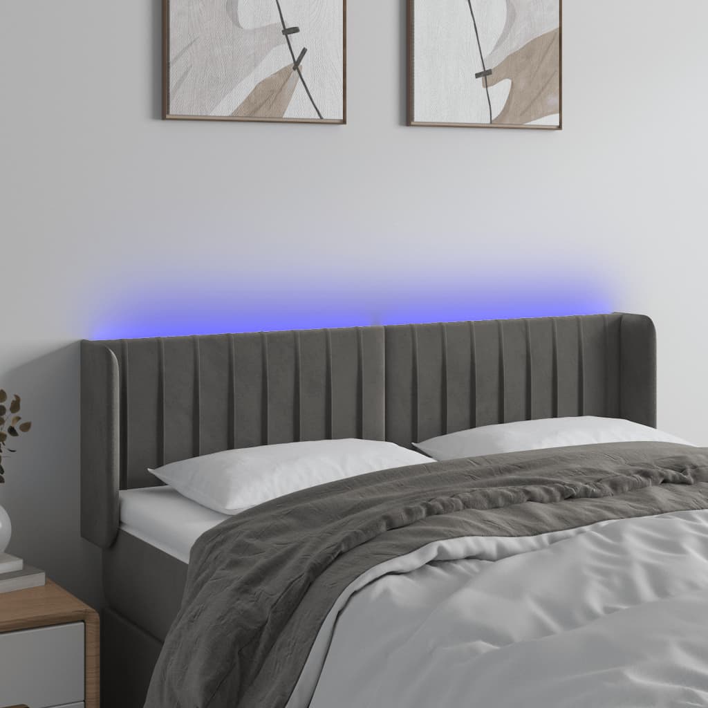 Tête de lit à LED Gris foncé 147x16x78/88 cm Velours - XIOS