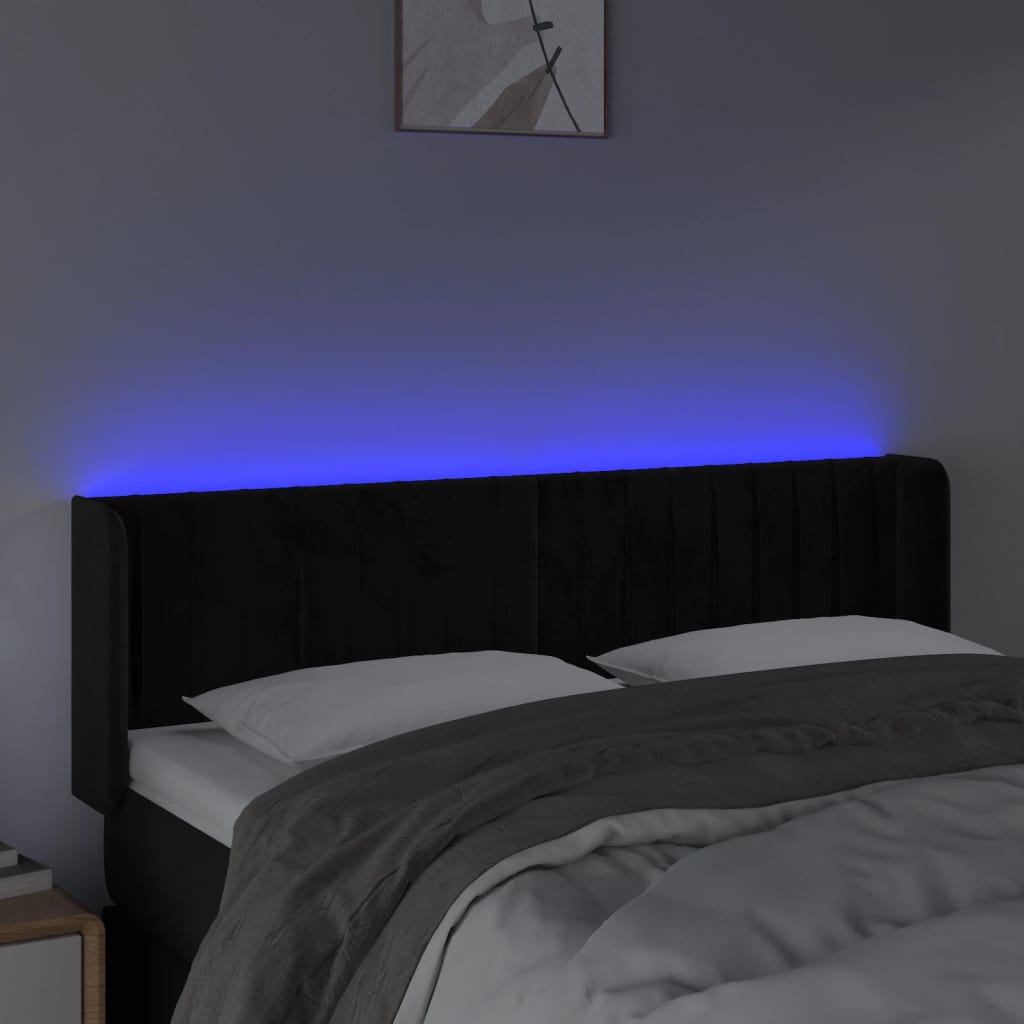 Tête de lit à LED Noir 147x16x78/88 cm Velours - XIOS
