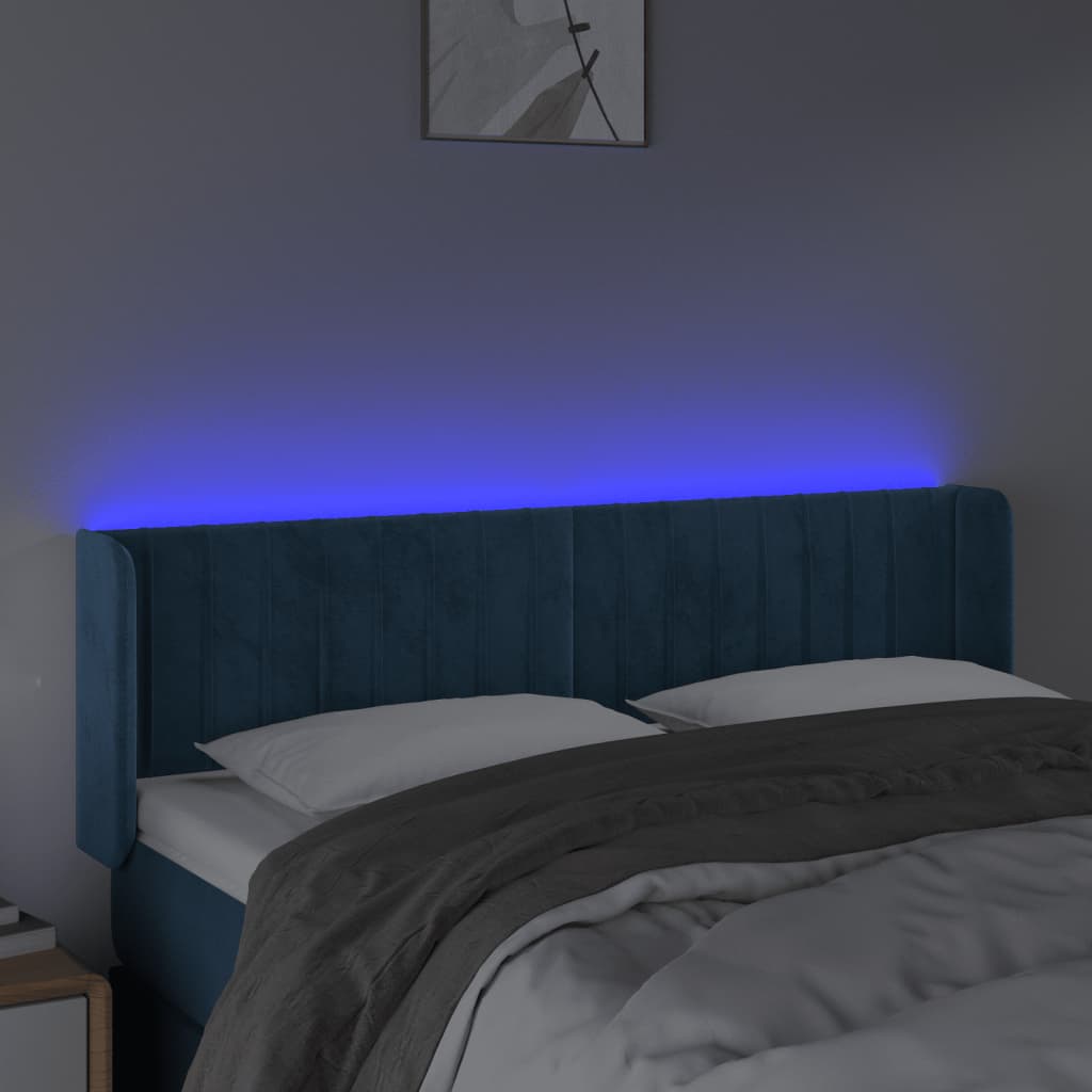 Tête de lit à LED Bleu foncé 147x16x78/88 cm Velours - XIOS