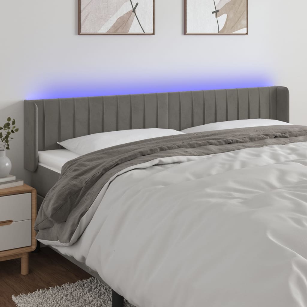 Tête de lit à LED Gris clair 163x16x78/88 cm Velours - XIOS