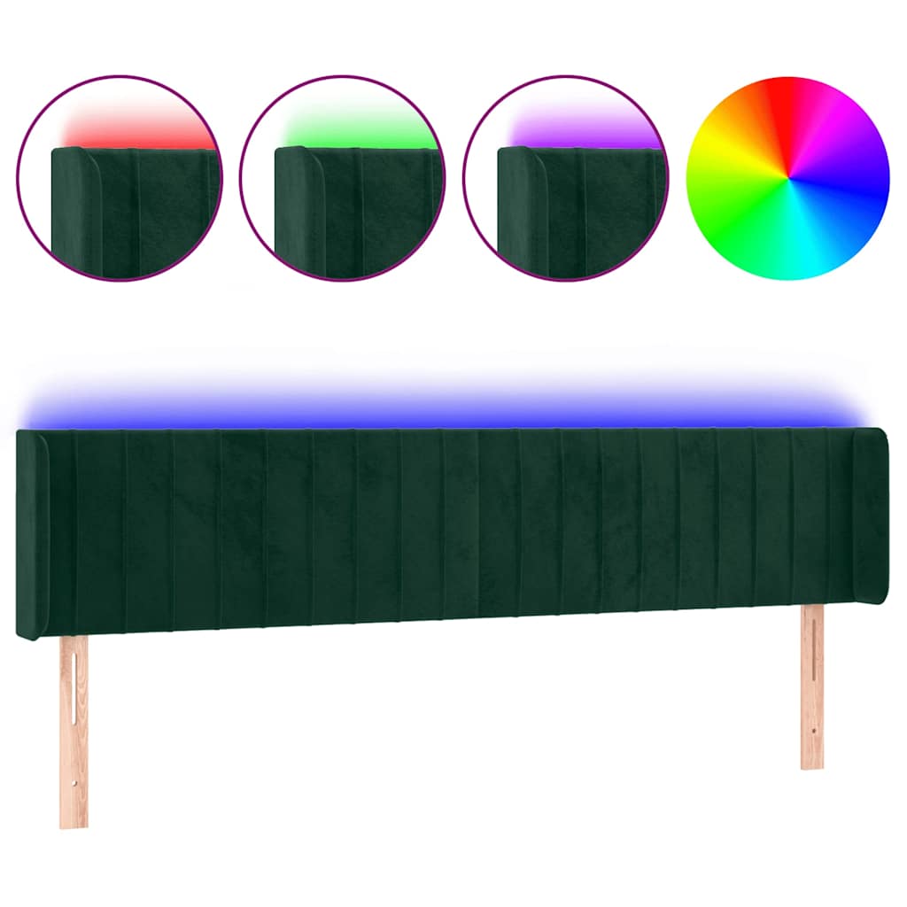 Tête de lit à LED Vert foncé 163x16x78/88 cm Velours - XIOS