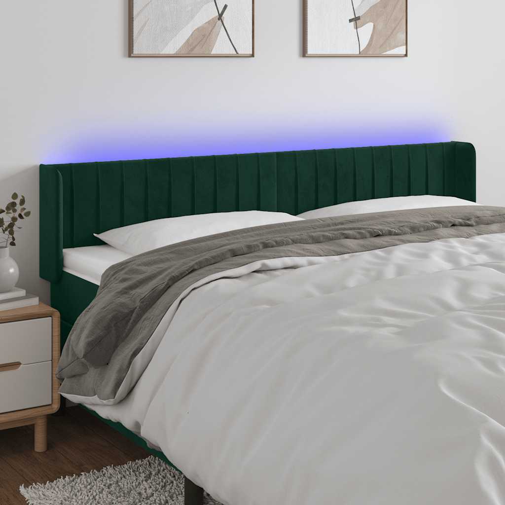 Tête de lit à LED Vert foncé 163x16x78/88 cm Velours - XIOS