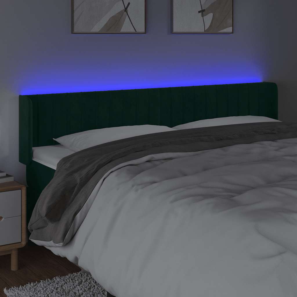 Tête de lit à LED Vert foncé 183x16x78/88 cm Velours - XIOS