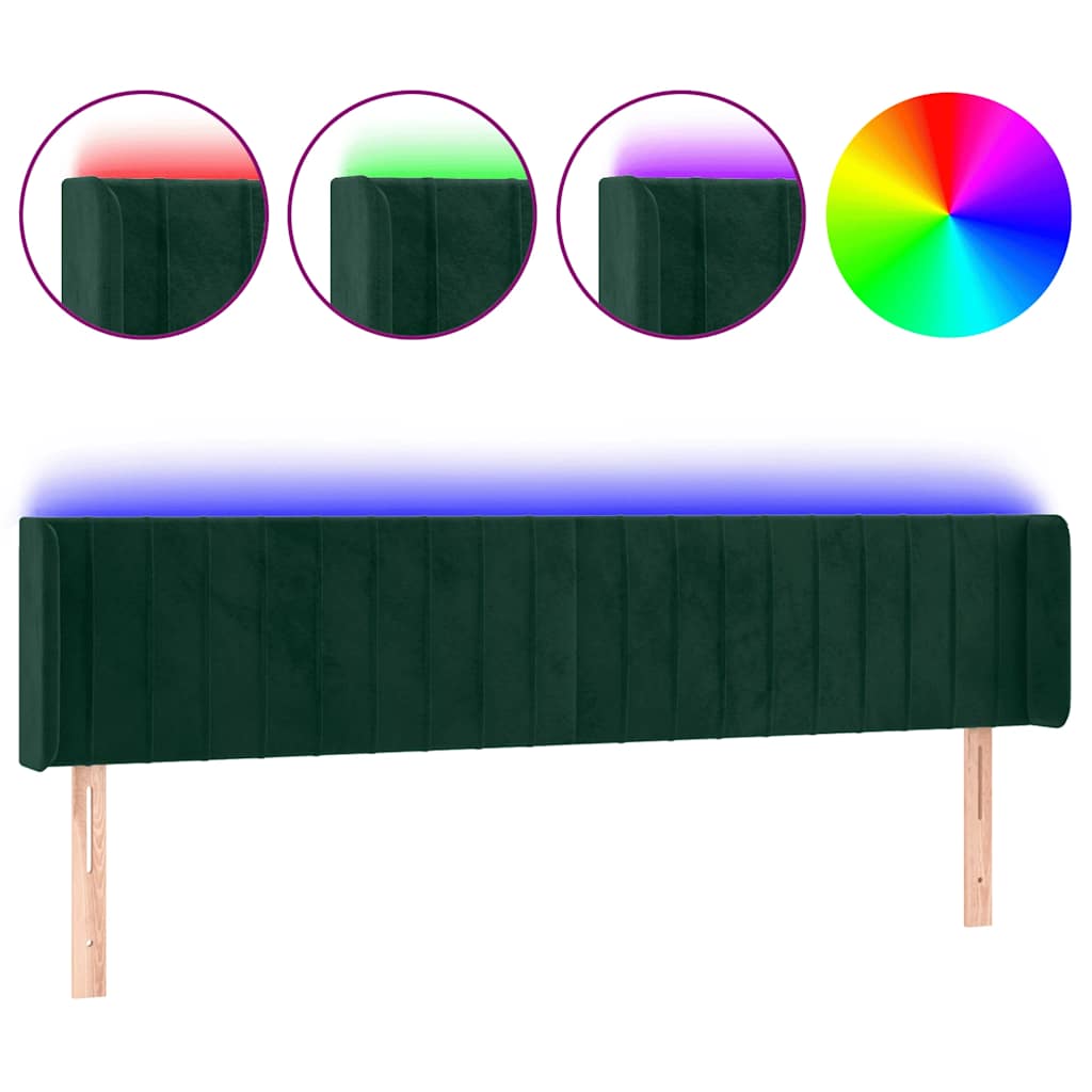 Tête de lit à LED Vert foncé 203x16x78/88 cm Velours - XIOS