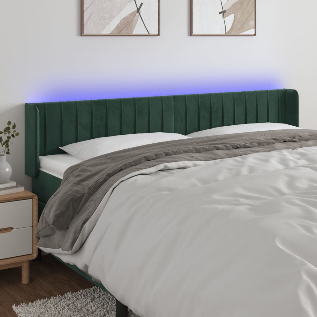 Tête de lit à LED Vert foncé 203x16x78/88 cm Velours - XIOS