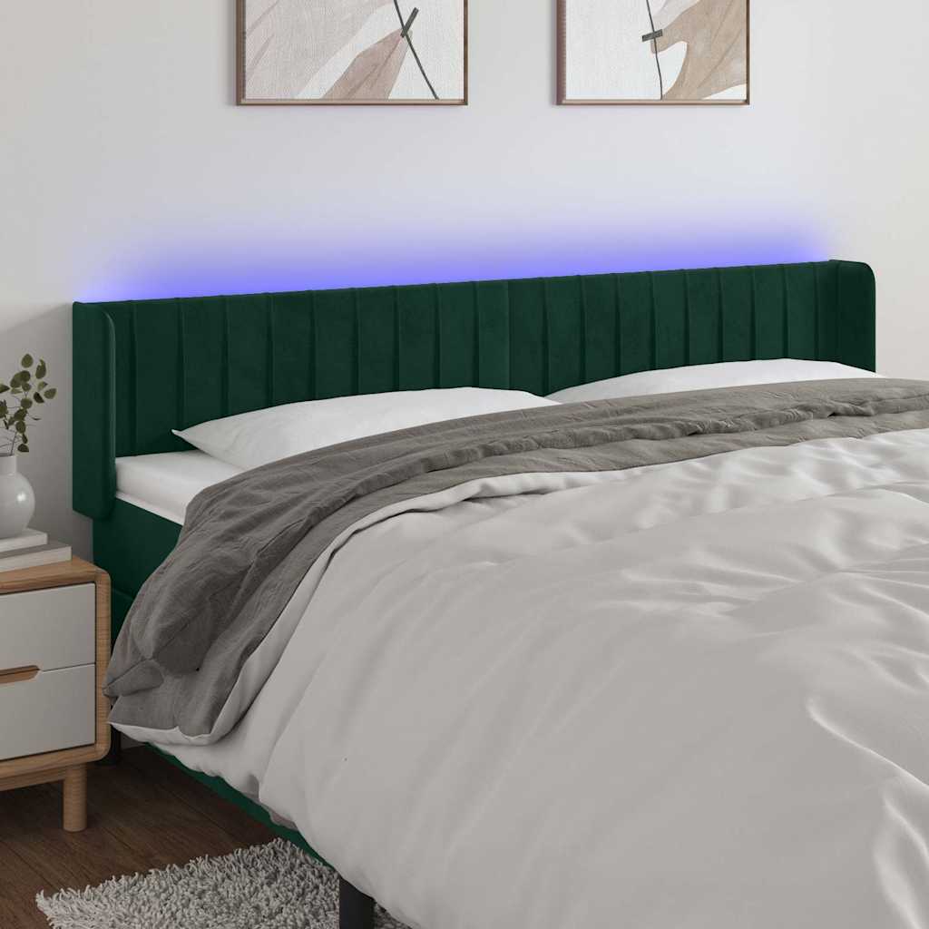 Tête de lit à LED Vert foncé 203x16x78/88 cm Velours - XIOS