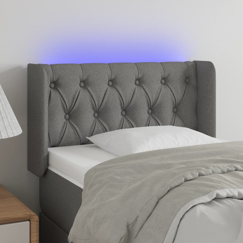 Tête de lit à LED Gris foncé 83x16x78/88 cm Tissu - XIOS