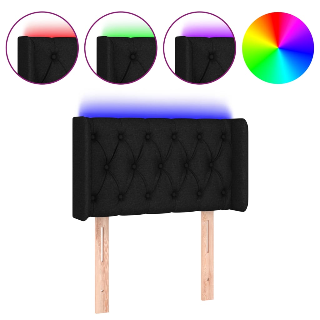 Tête de lit à LED Noir 83x16x78/88 cm Tissu - XIOS