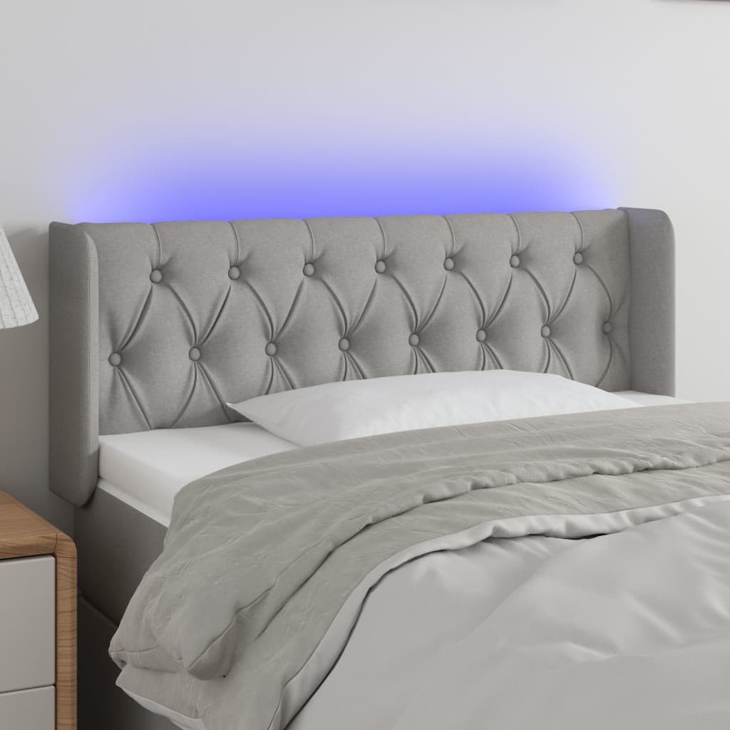 Tête de lit à LED Gris clair 103x16x78/88 cm Tissu - XIOS