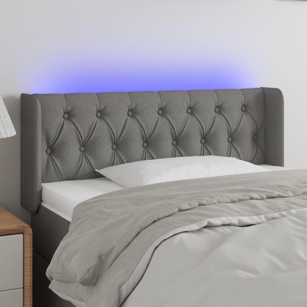 Tête de lit à LED Gris foncé 103x16x78/88 cm Tissu - XIOS