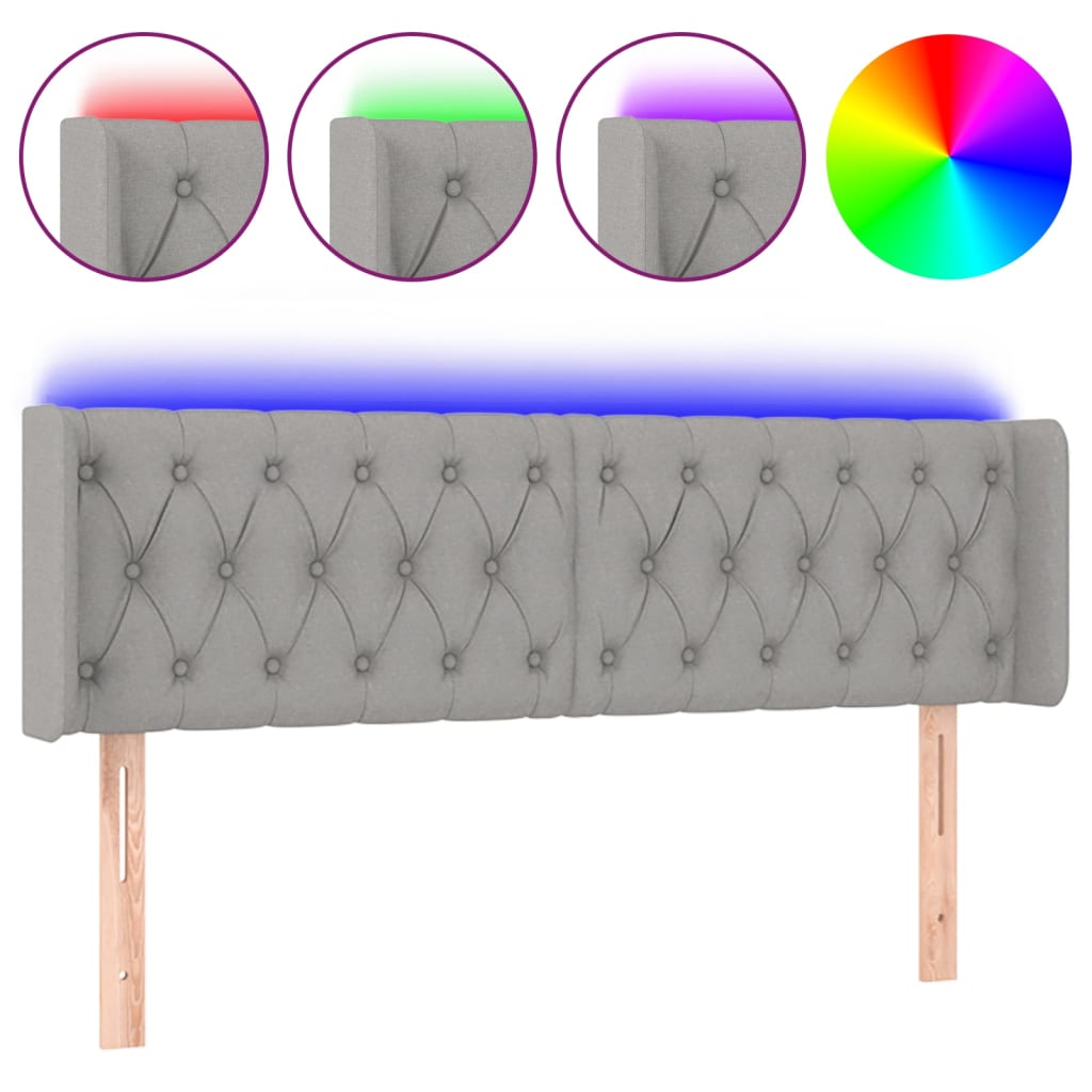 Tête de lit à LED Gris clair 163x16x78/88 cm Tissu - XIOS