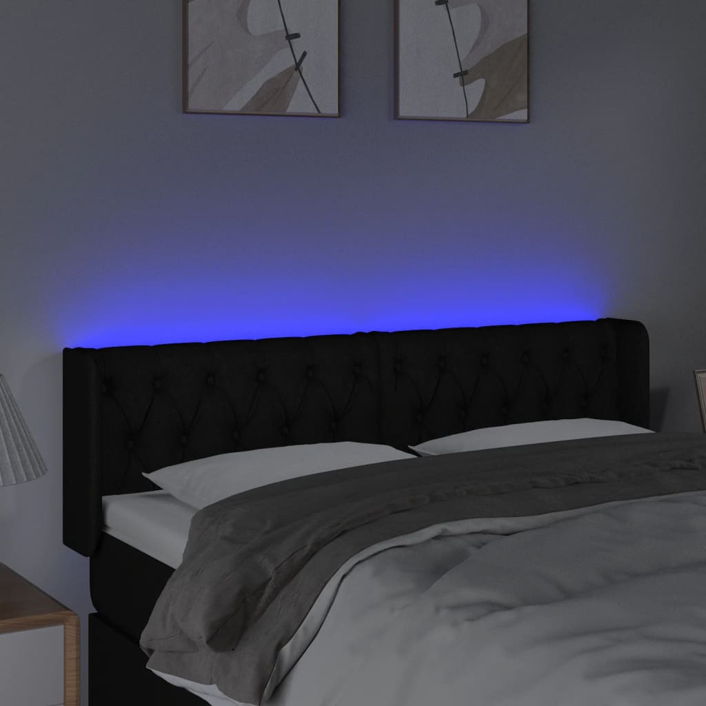 Tête de lit à LED Noir 163x16x78/88 cm Tissu - XIOS