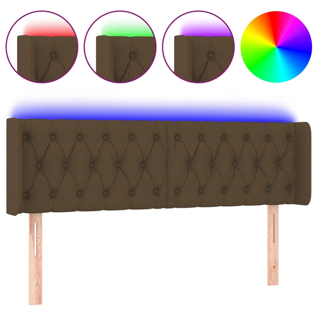 Tête de lit à LED Marron foncé 163x16x78/88 cm Tissu - XIOS