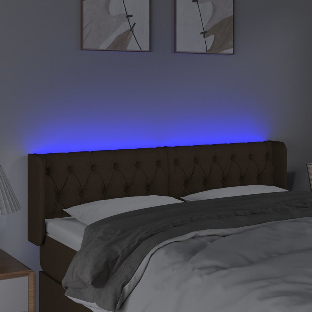 Tête de lit à LED Marron foncé 163x16x78/88 cm Tissu - XIOS