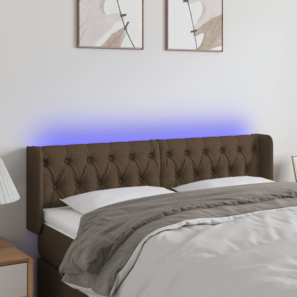 Tête de lit à LED Marron foncé 163x16x78/88 cm Tissu - XIOS