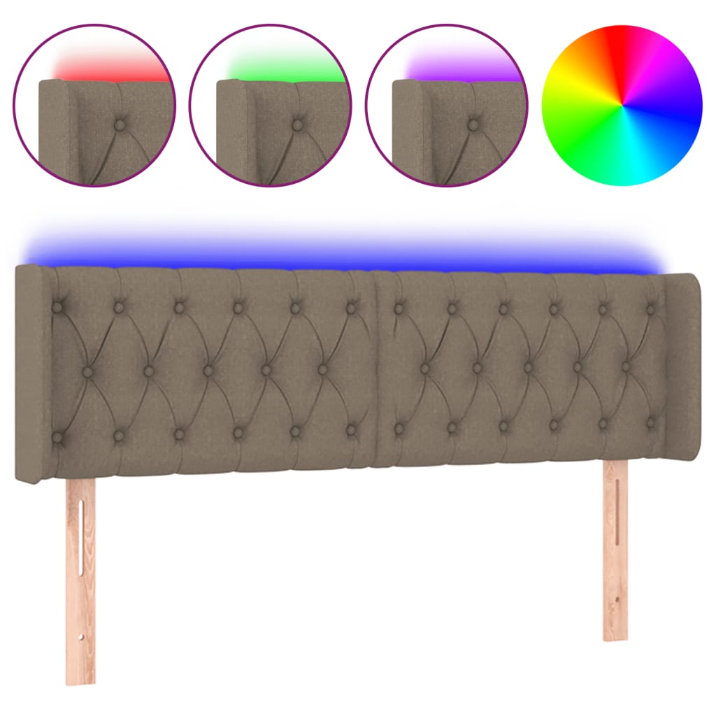 Tête de lit à LED Taupe 163x16x78/88 cm Tissu - XIOS