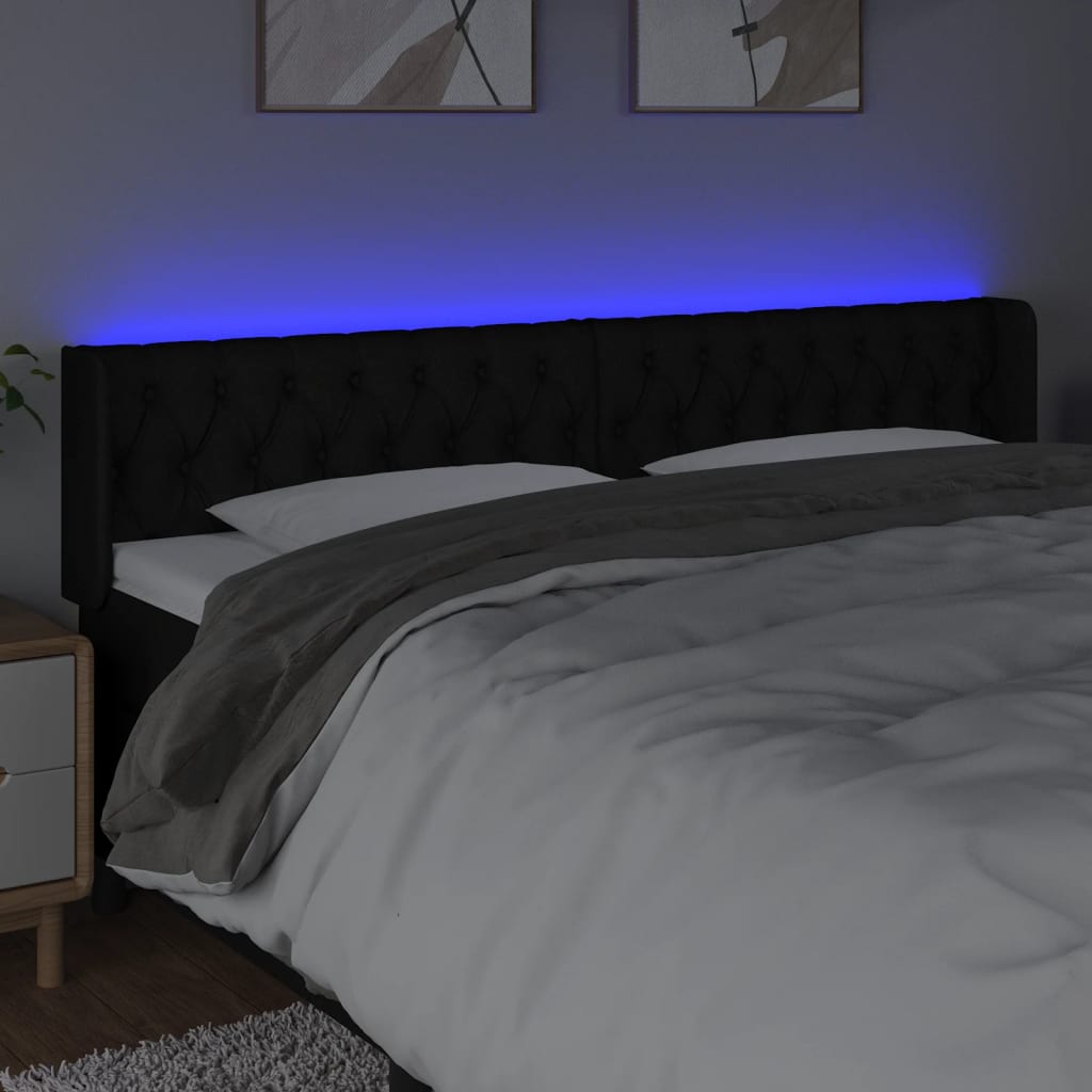 Tête de lit à LED Noir 203x16x78/88 cm Tissu - XIOS