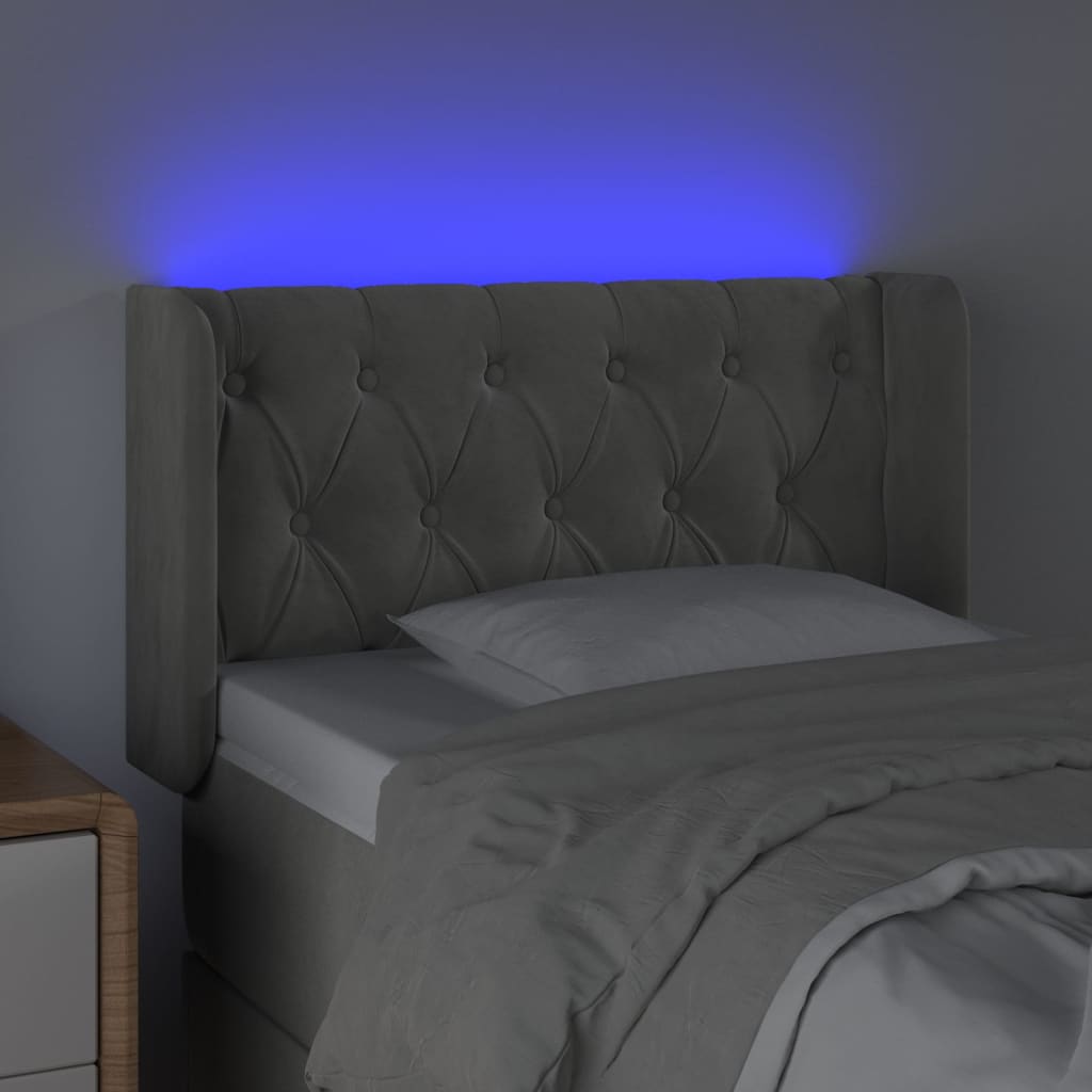 Tête de lit à LED Gris clair 83x16x78/88 cm Velours - XIOS