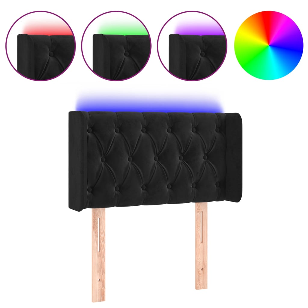 Tête de lit à LED Noir 83x16x78/88 cm Velours - XIOS